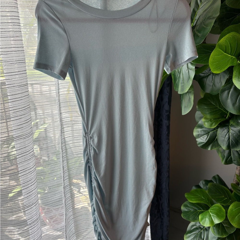 Sleek Baby Blue Ruched Dress